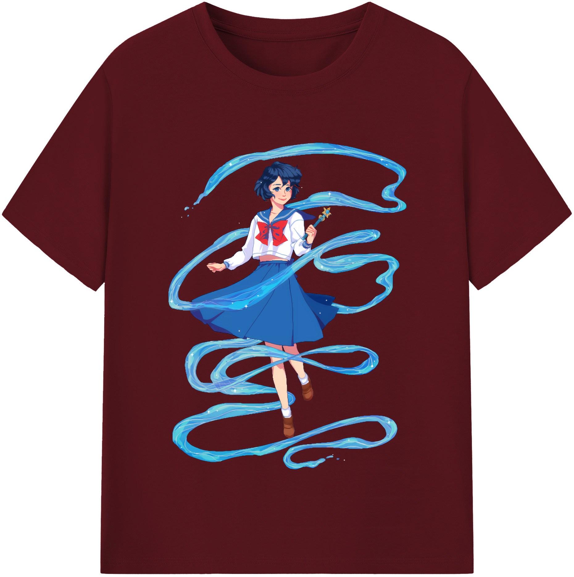 （画像用） 美少女戦士セーラームーン 水野 亜美 みずの あみ Sailor Moon Mizuno Ami 綿100％半袖Tシャツ（フロントプリント）
